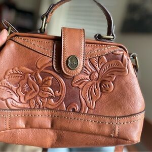 B.O.C. Bobeau Brown Floral Embossed Satchel Crossbody